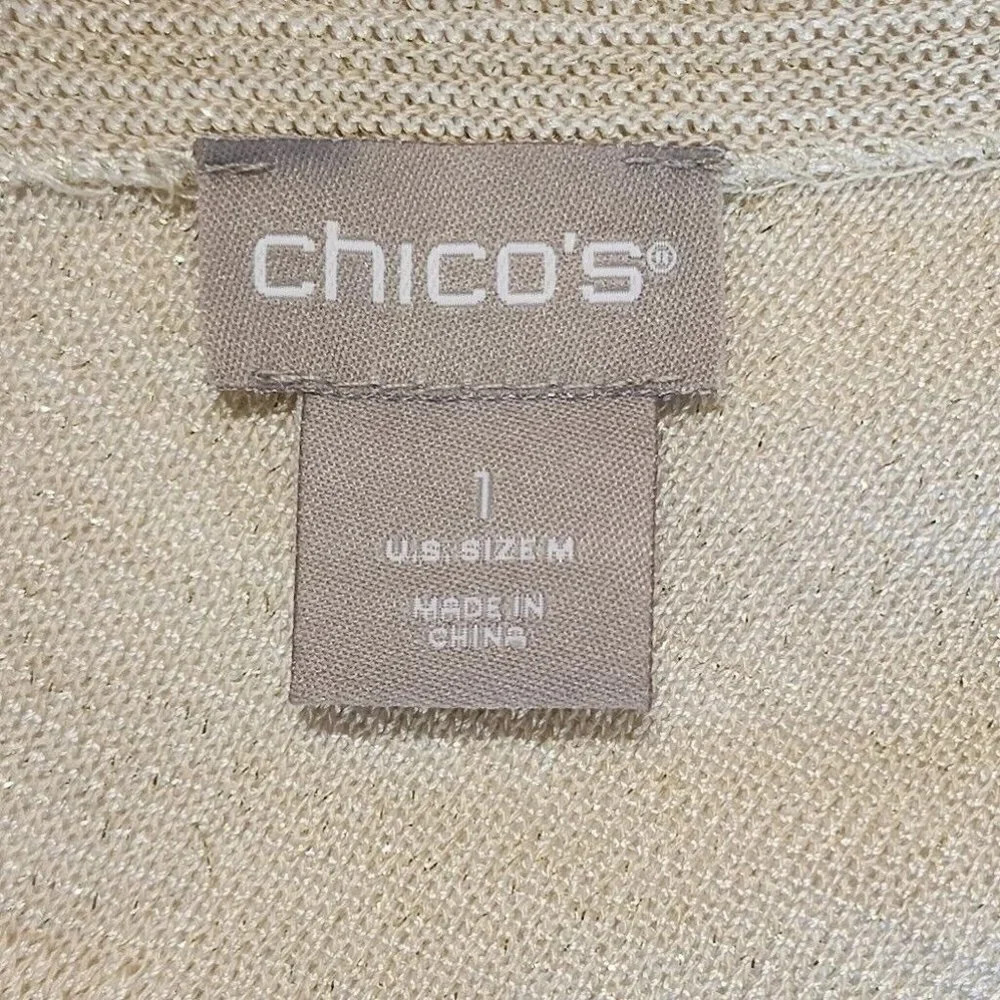 Chicos Women's Double V Neck Baroque 3/4 Sleeve Patterned Sweater Size M NWT - Picture 7 of 9